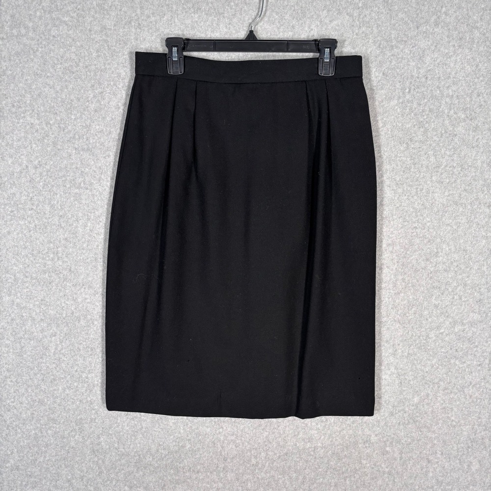 VTG Casual Corner Worsted Wool Pleated Pencil‎ Skirt Size 14 Secretary Modest